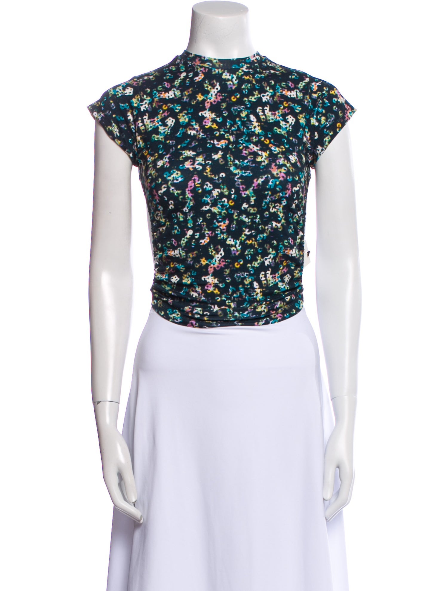 Étoile Isabel Marant Floral Print Mock Neck Crop Top