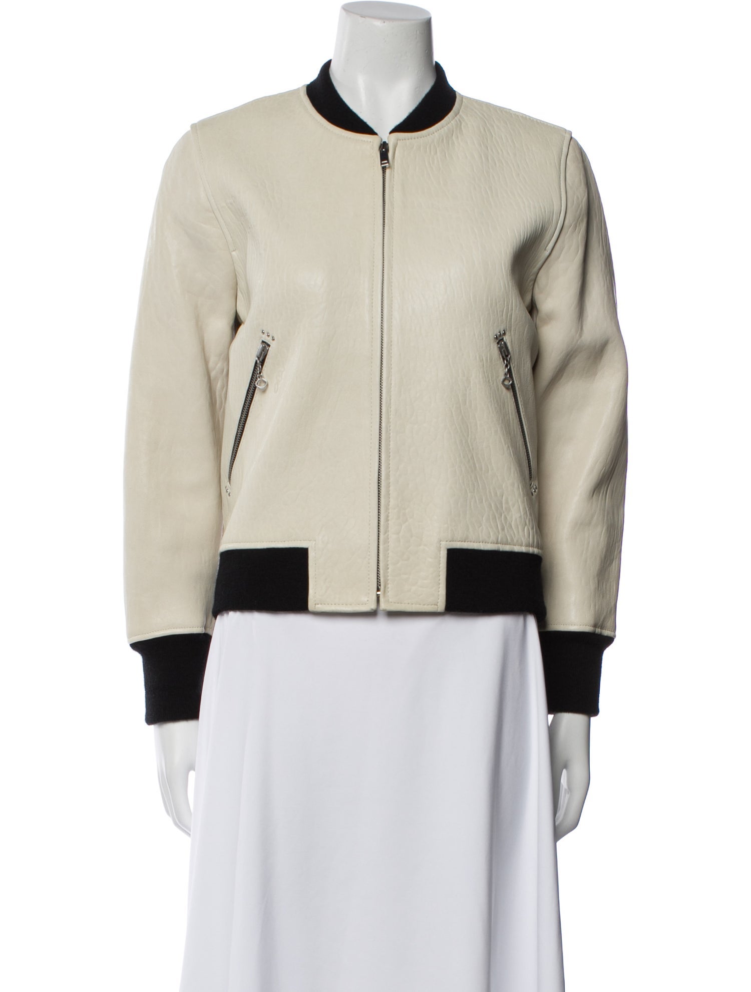 Étoile Isabel Marant Lamb Leather Colorblock Pattern Bomber Jacket