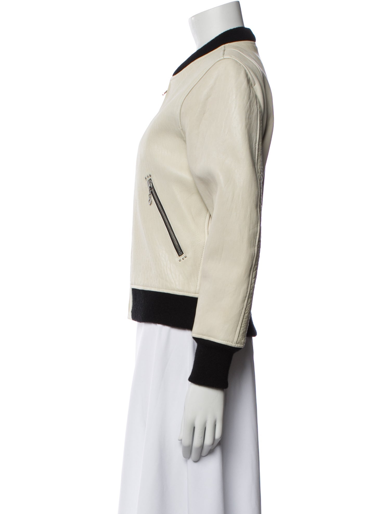 Étoile Isabel Marant Lamb Leather Colorblock Pattern Bomber Jacket