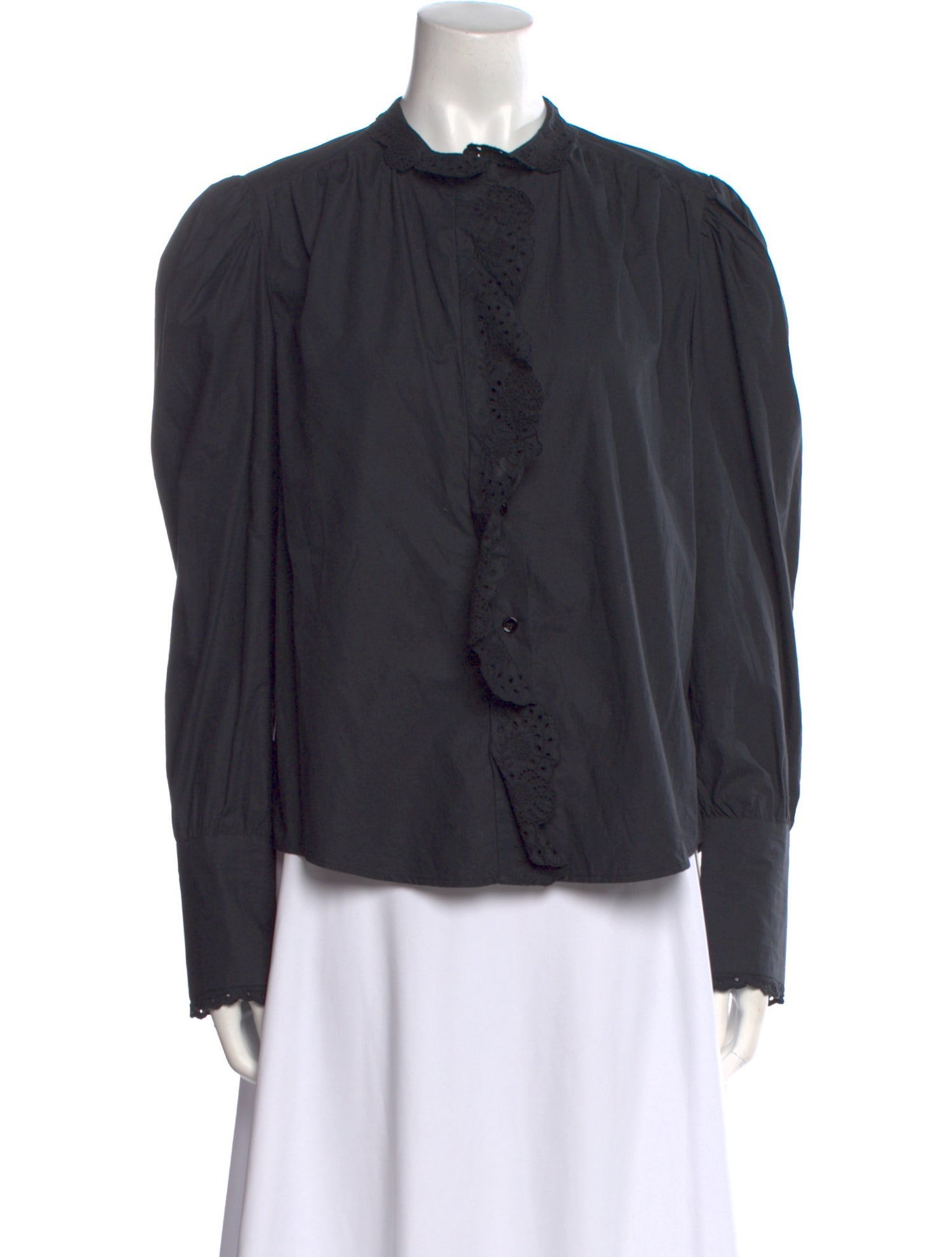 Étoile Isabel Marant Mock Neck Long Sleeve Button-Up Top