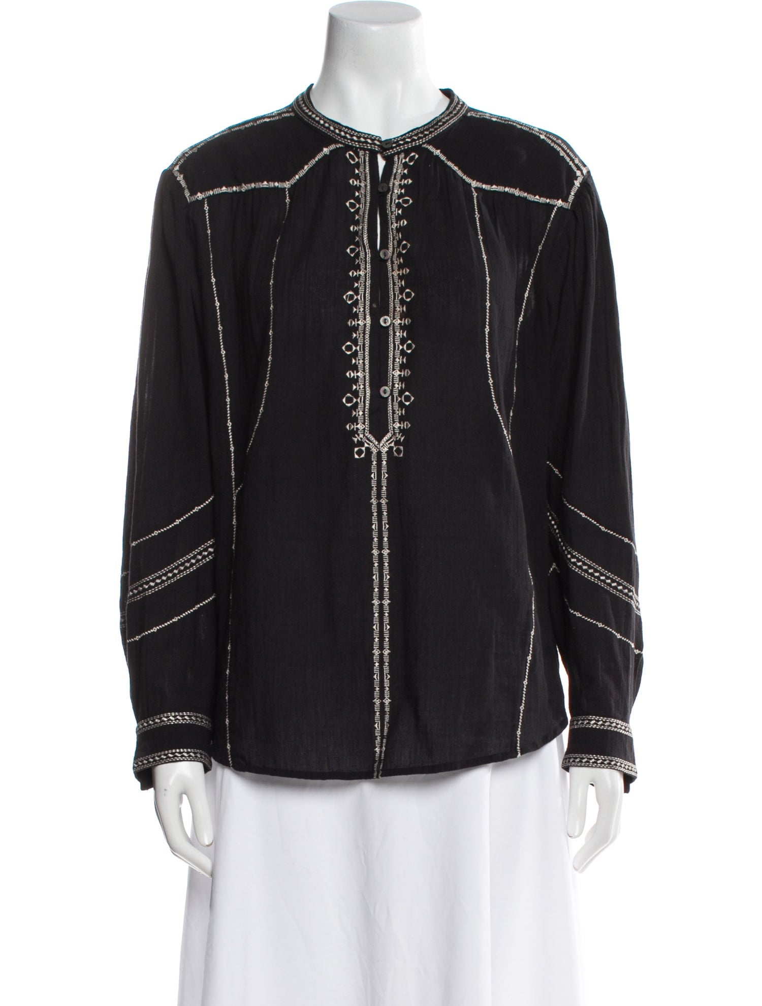 Étoile Isabel Marant Crew Neck Long Sleeve Button-Up Top