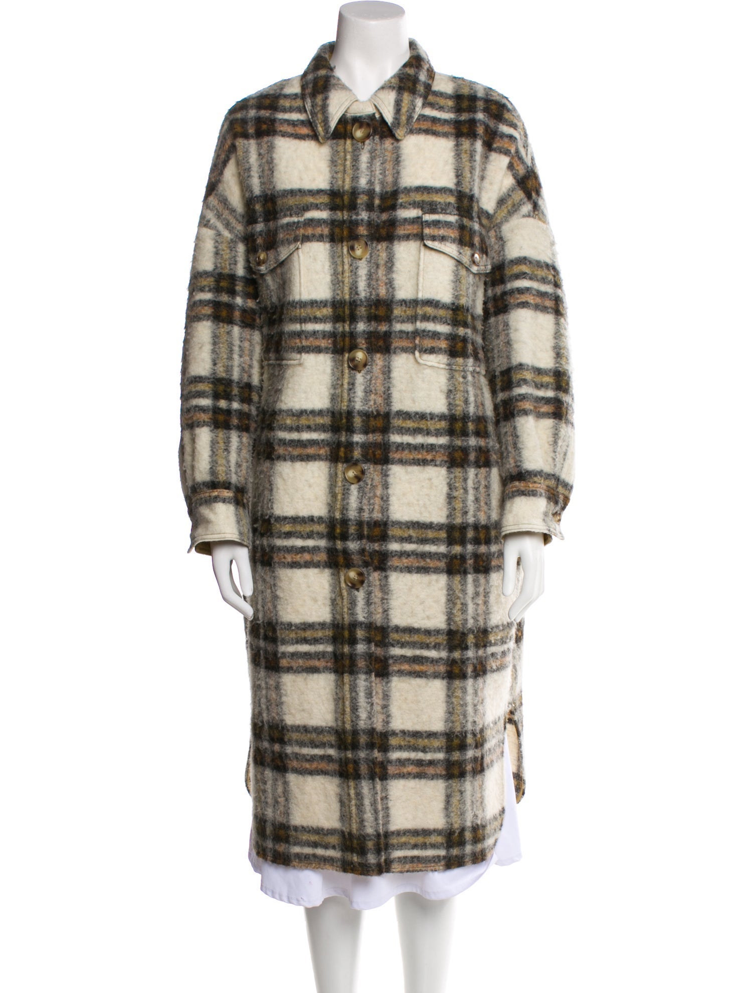 Étoile Isabel Marant Wool Plaid Print Coat