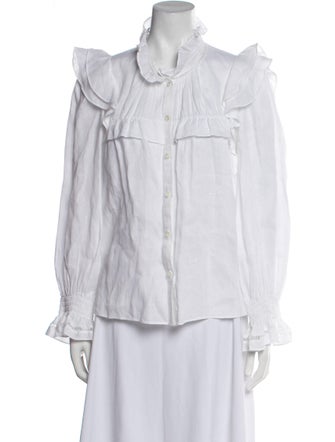 Étoile Isabel Marant Linen Mock Neck Button-Up Top