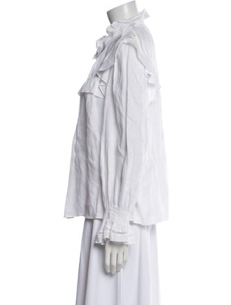 Étoile Isabel Marant Linen Mock Neck Button-Up Top