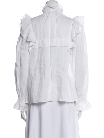 Étoile Isabel Marant Linen Mock Neck Button-Up Top