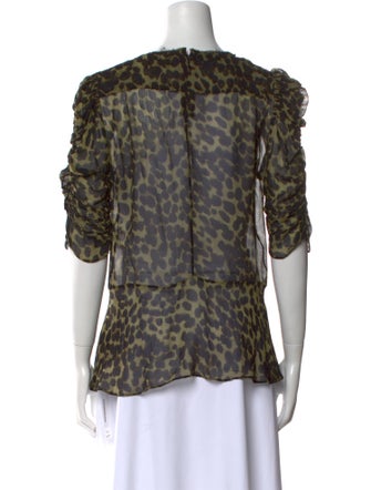 Étoile Isabel Marant Animal Print Scoop Neck Top