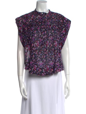 Étoile Isabel Marant Floral Print Mock Neck Blouse