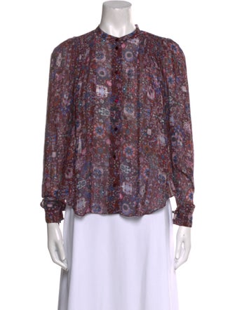 Étoile Isabel Marant Floral Print Mock Neck Blouse