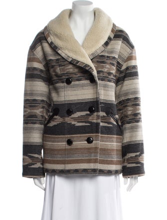 Étoile Isabel Marant Wool Striped Faux Fur Coat
