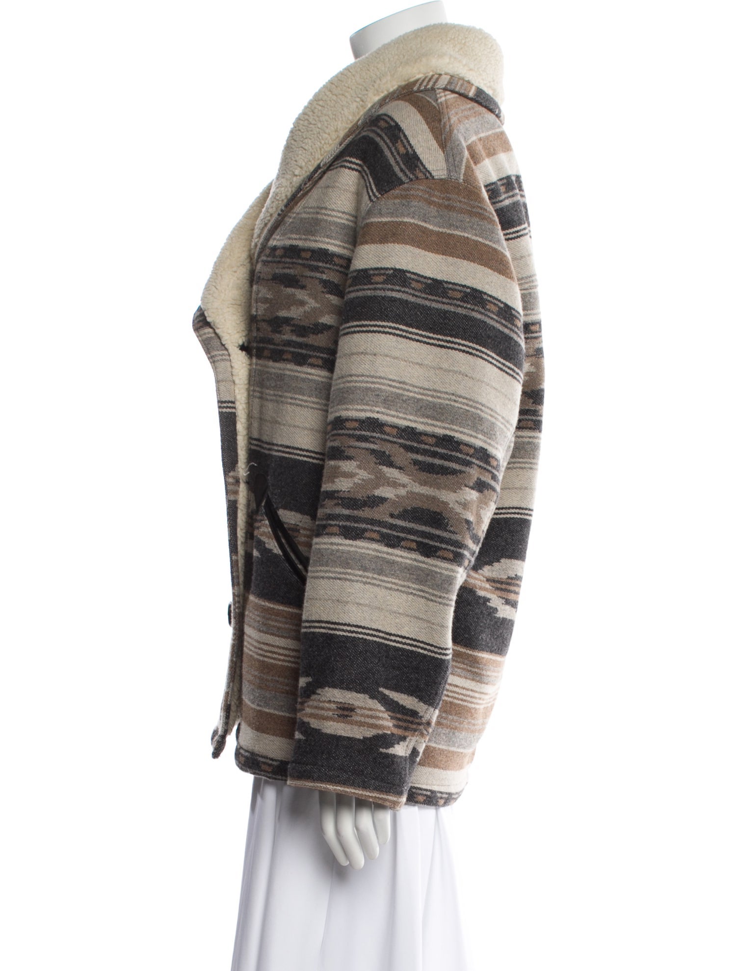 Étoile Isabel Marant Wool Striped Faux Fur Coat