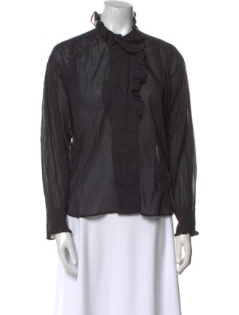 Étoile Isabel Marant Mock Neck Long Sleeve Button-Up Top
