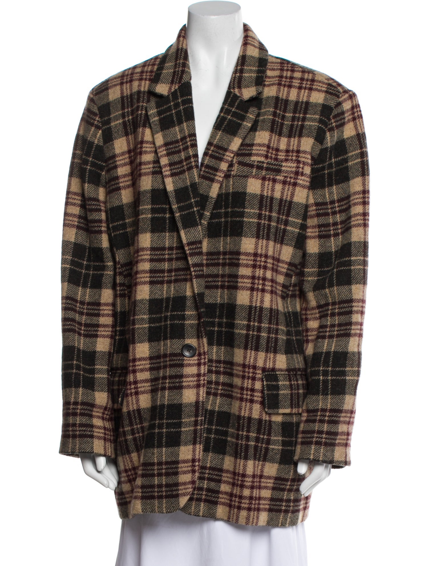 Étoile Isabel Marant Wool Plaid Print Peacoat