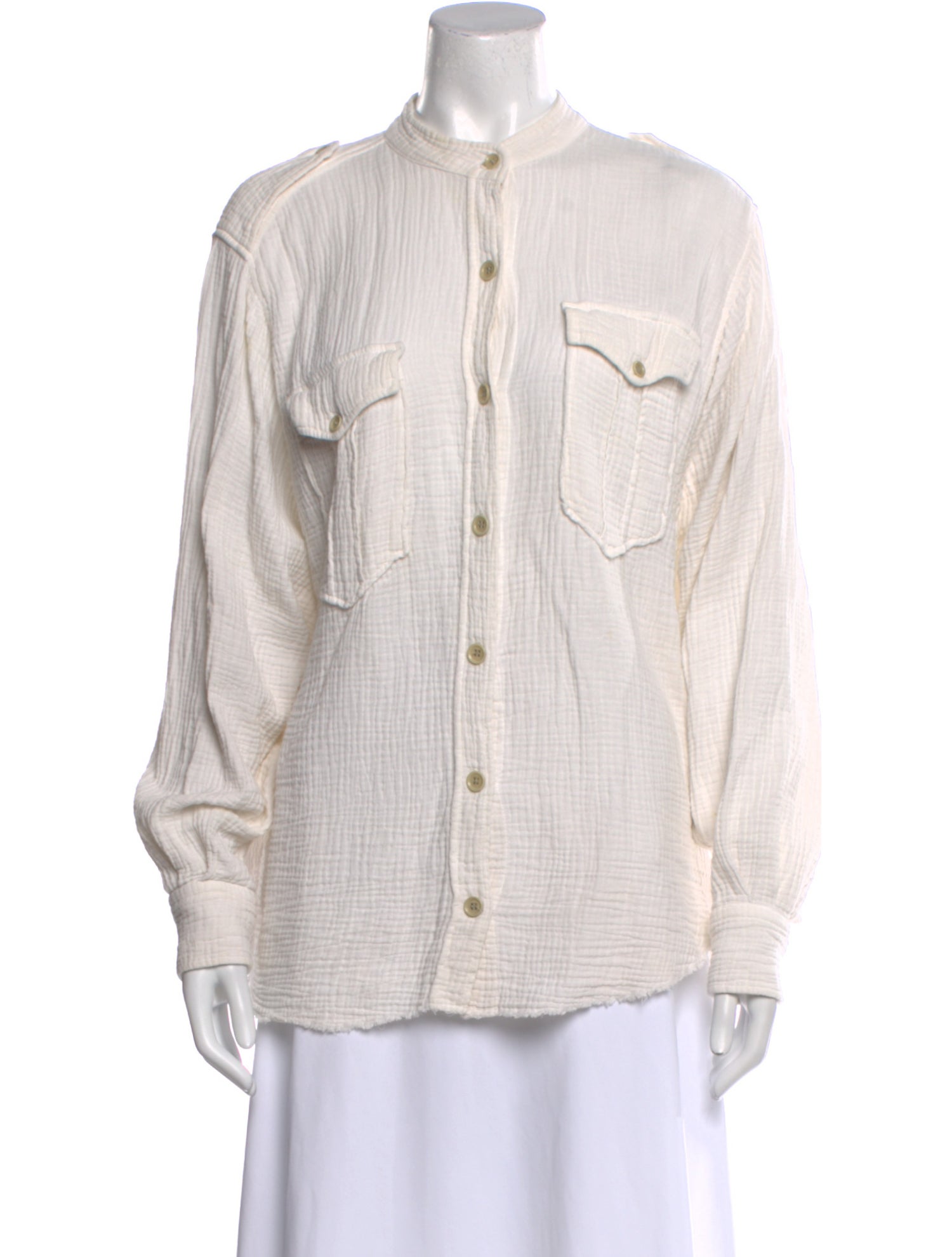 Étoile Isabel Marant Mock Neck Long Sleeve Button-Up Top
