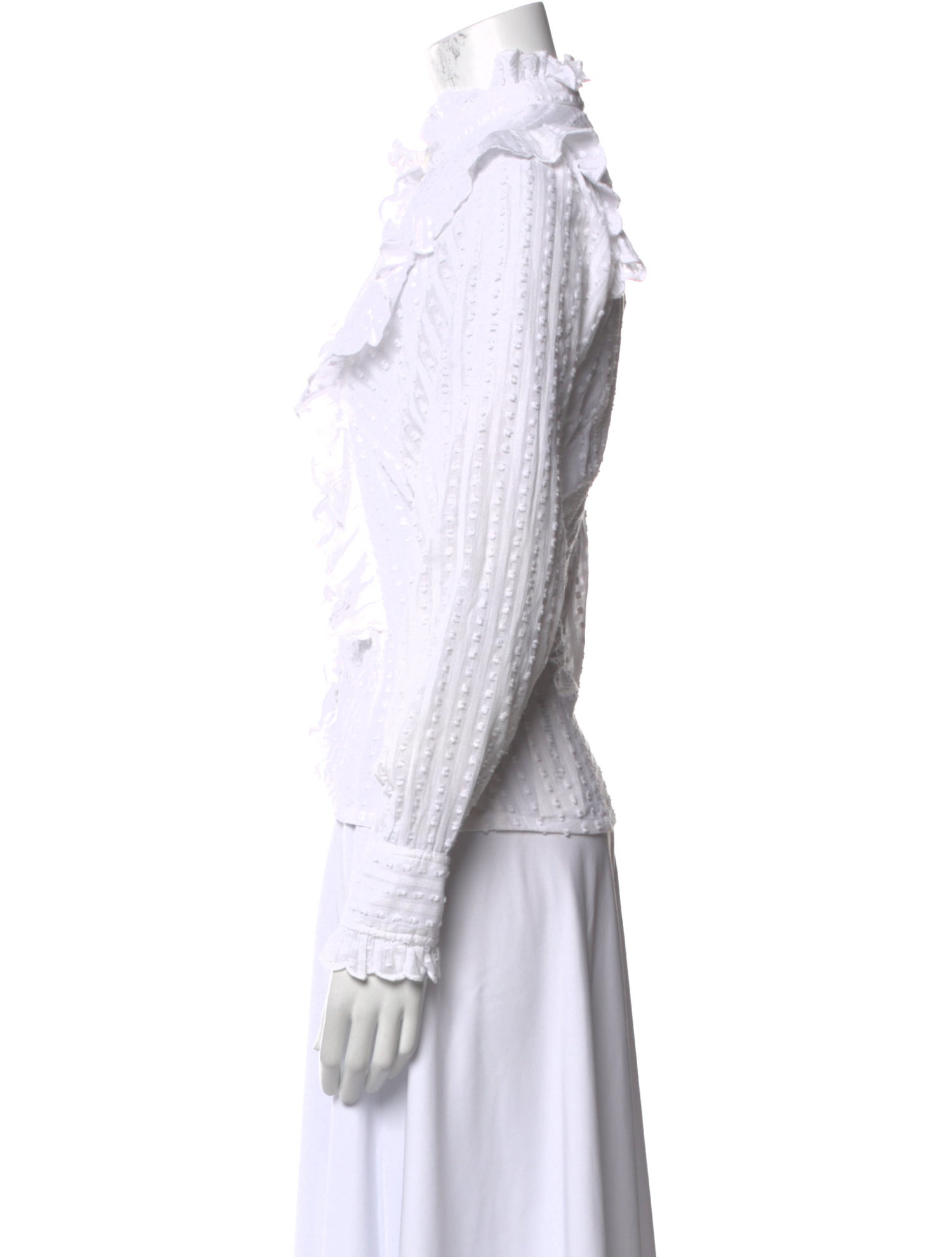 Étoile Isabel Marant Lace Pattern Mock Neck Button-Up Top