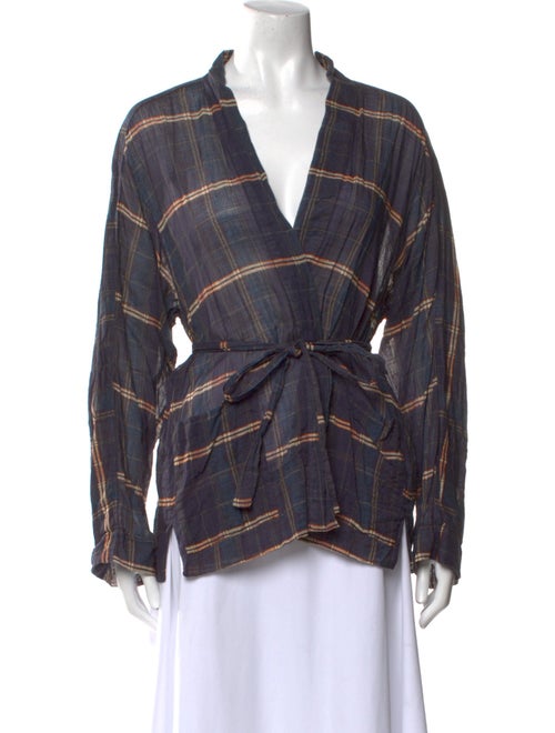 Étoile Isabel Marant Plaid Print V-Neck Button-Up Top