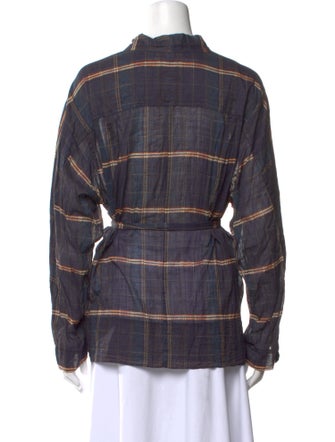 Étoile Isabel Marant Plaid Print V-Neck Button-Up Top