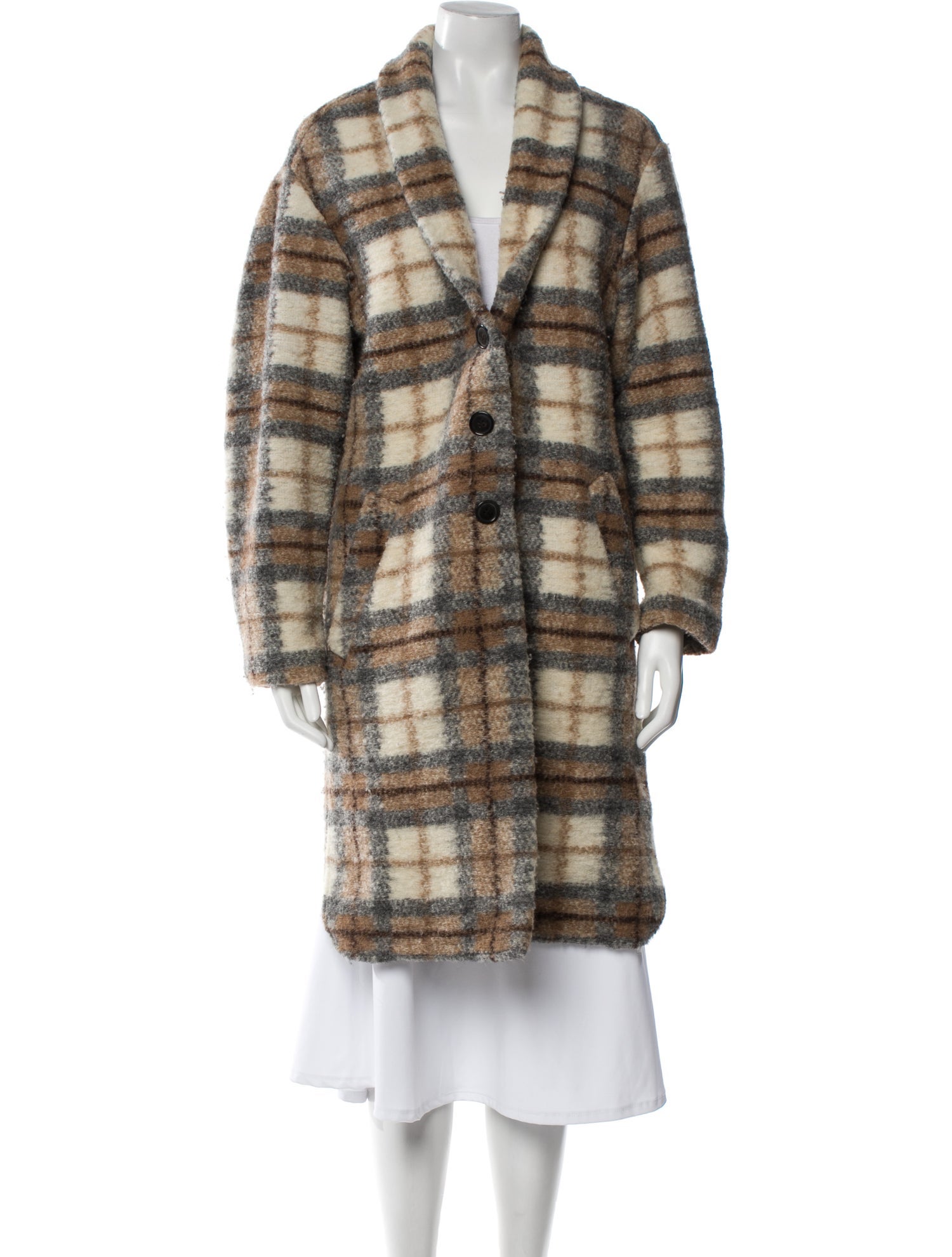 Étoile Isabel Marant Wool Plaid Print Peacoat