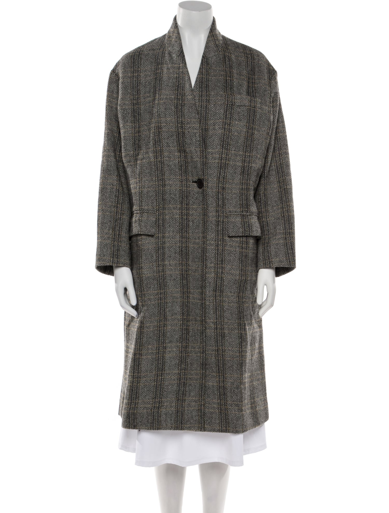 Étoile Isabel Marant Virgin Wool Plaid Print Coat