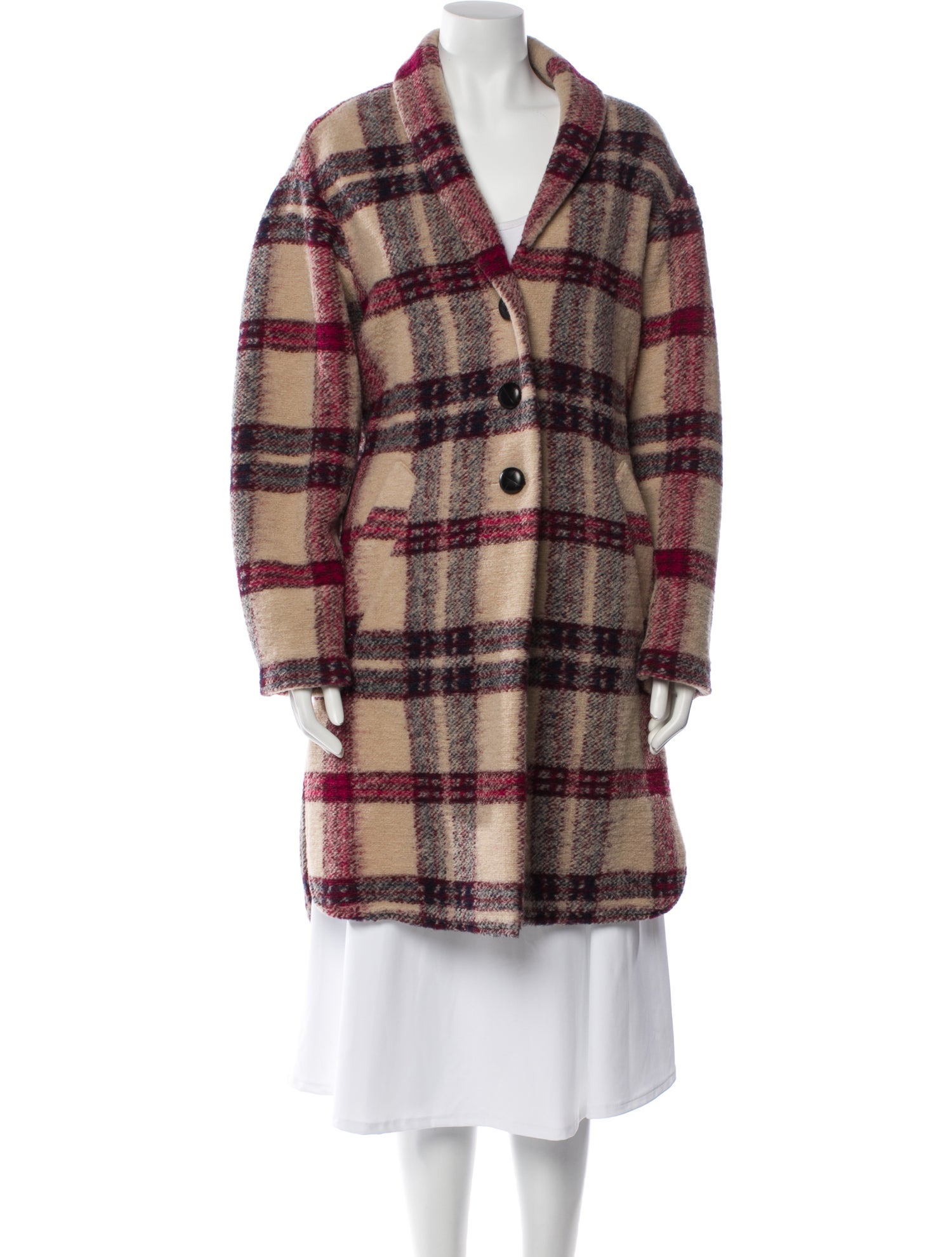 Étoile Isabel Marant Wool Plaid Print Peacoat