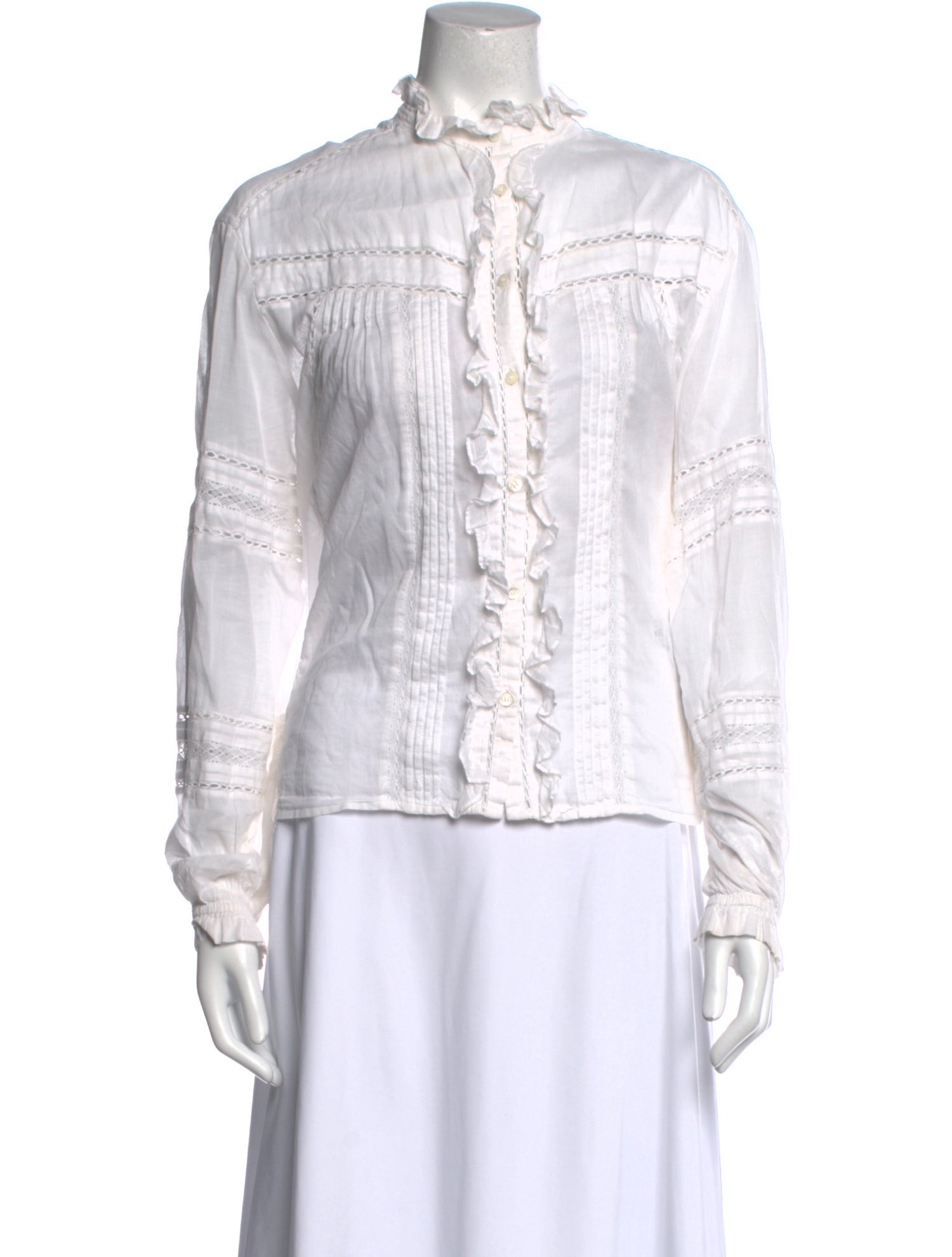 Étoile Isabel Marant Mock Neck Long Sleeve Button-Up Top