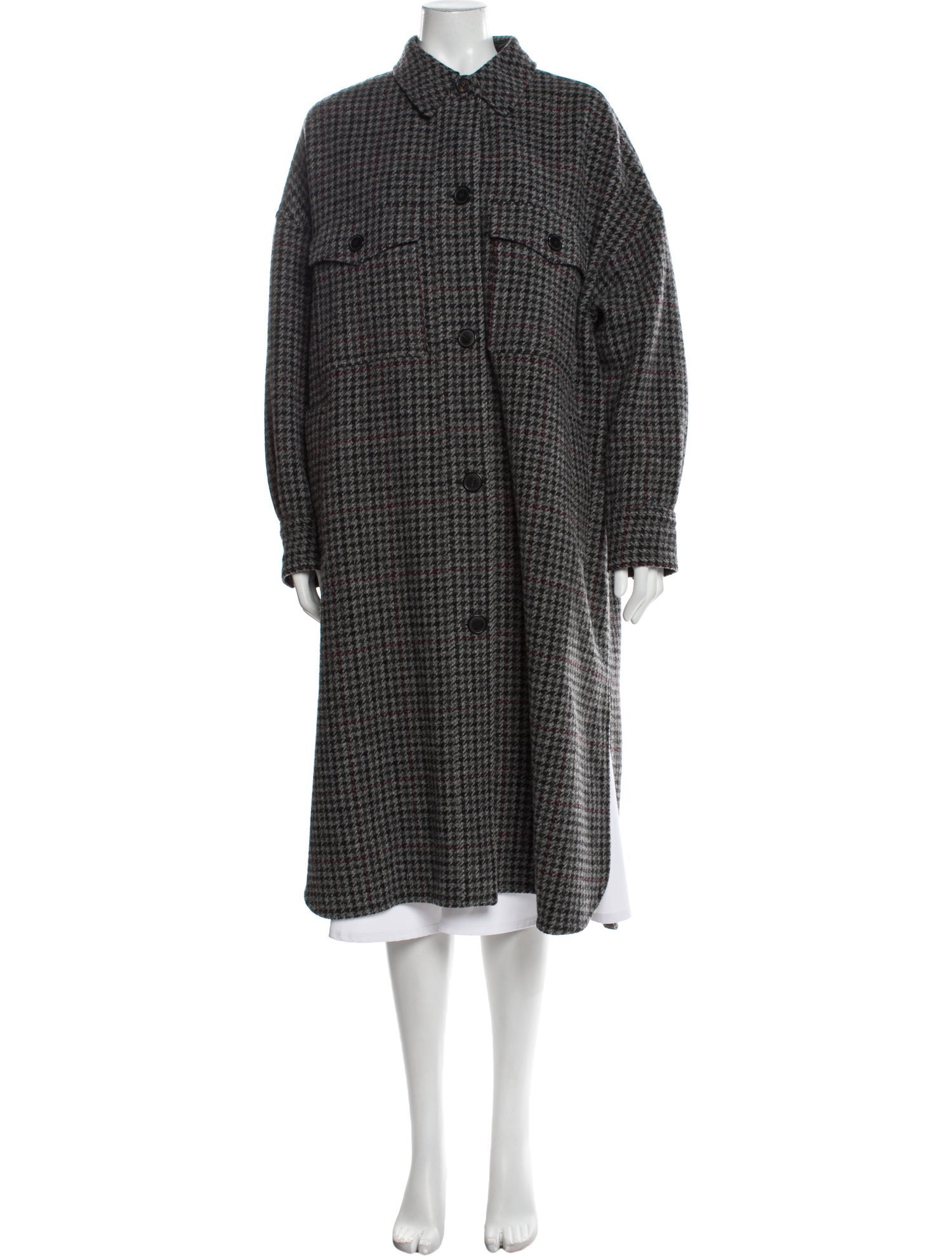 Étoile Isabel Marant Virgin Wool Houndstooth Print Coat