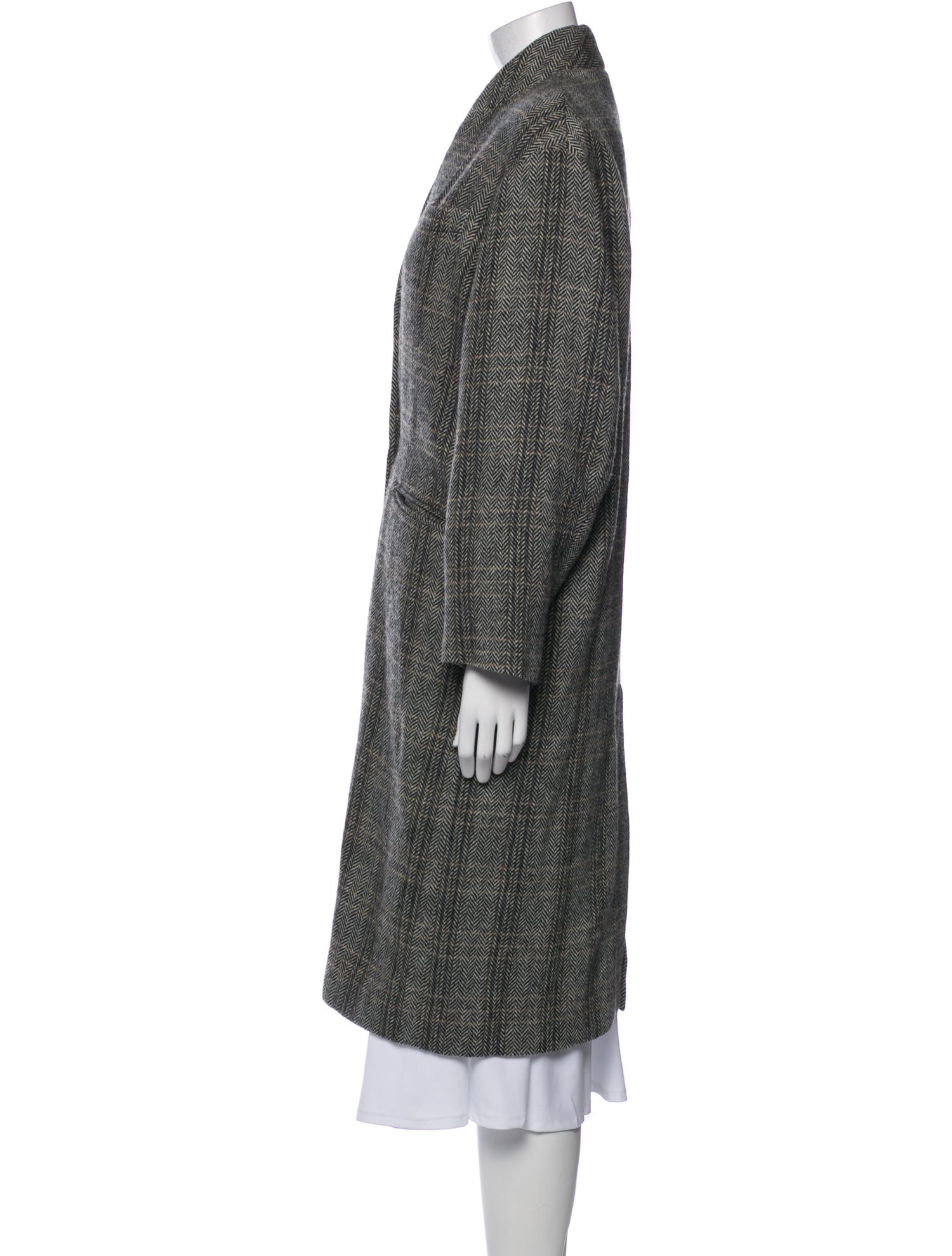 Étoile Isabel Marant Wool Tweed Pattern Faux Fur Coat