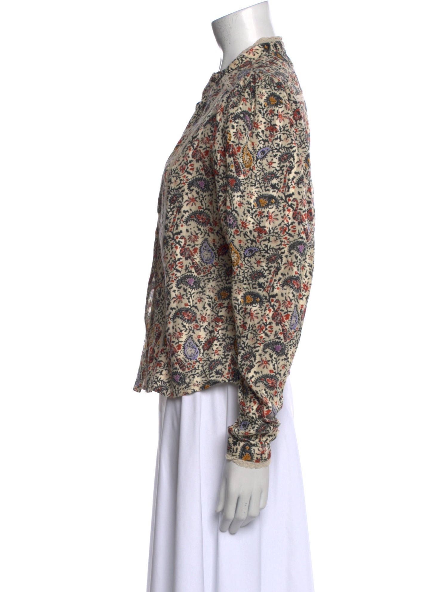 Étoile Isabel Marant Paisley Print Mock Neck Button-Up Top