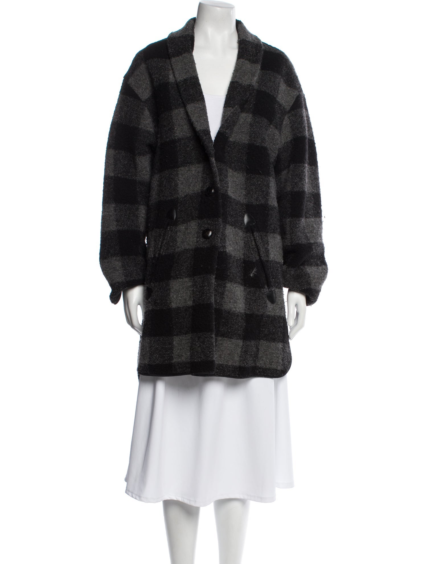 Étoile Isabel Marant Wool Plaid Print Peacoat