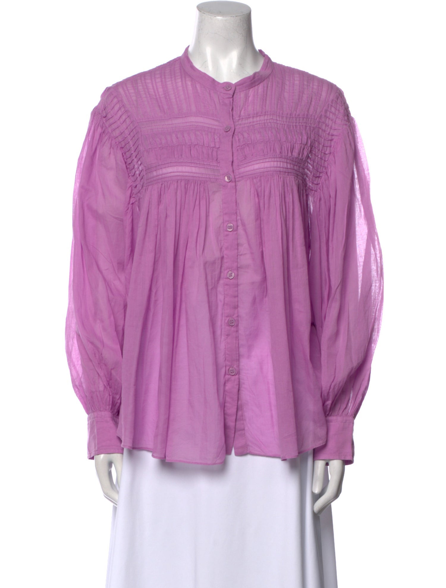 Étoile Isabel Marant Mock Neck Long Sleeve Button-Up Top