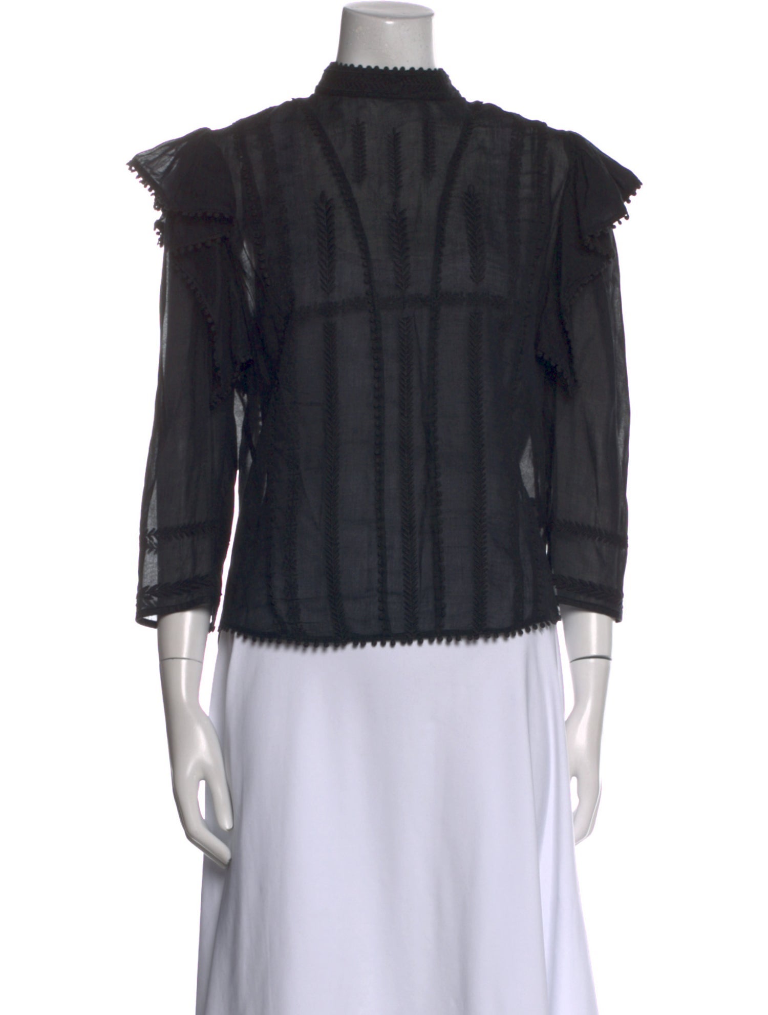 Étoile Isabel Marant Mock Neck Three-Quarter Sleeve Blouse