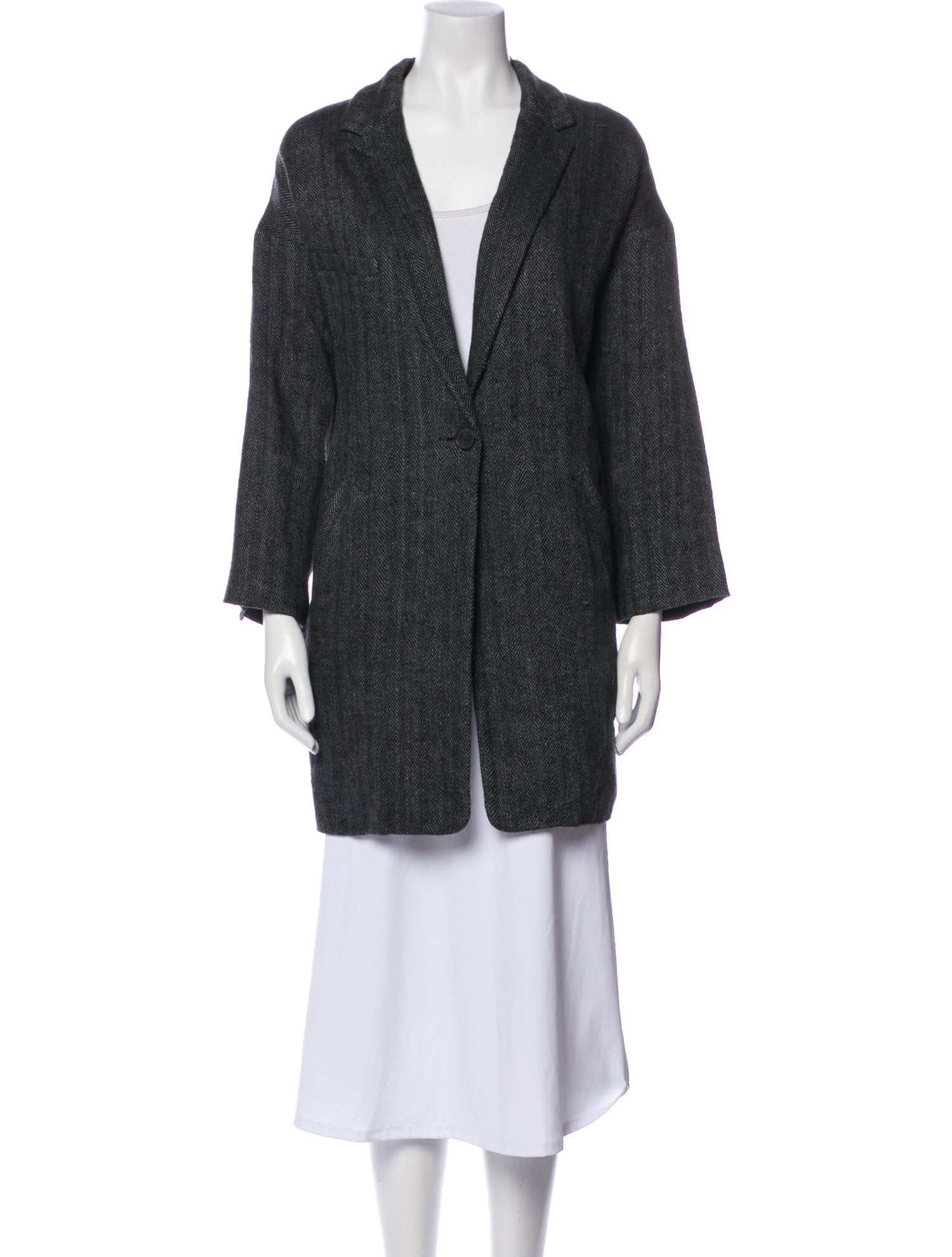 Étoile Isabel Marant Linen Tweed Pattern Faux Fur Coat