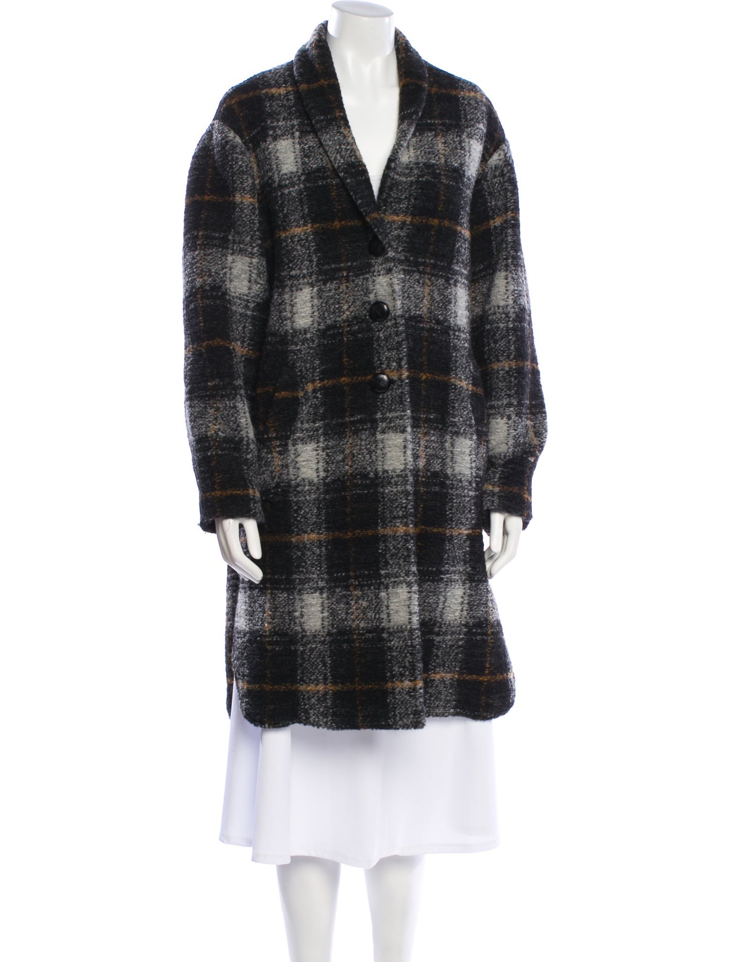 Étoile Isabel Marant Wool Plaid Print Faux Fur Jacket