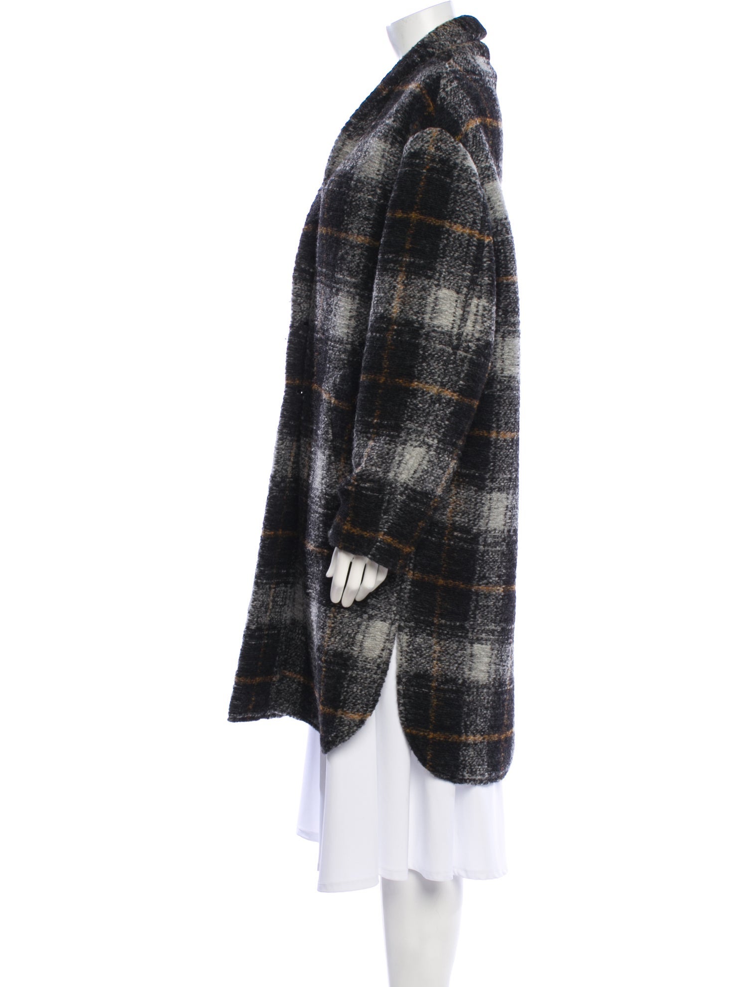 Étoile Isabel Marant Wool Plaid Print Faux Fur Jacket