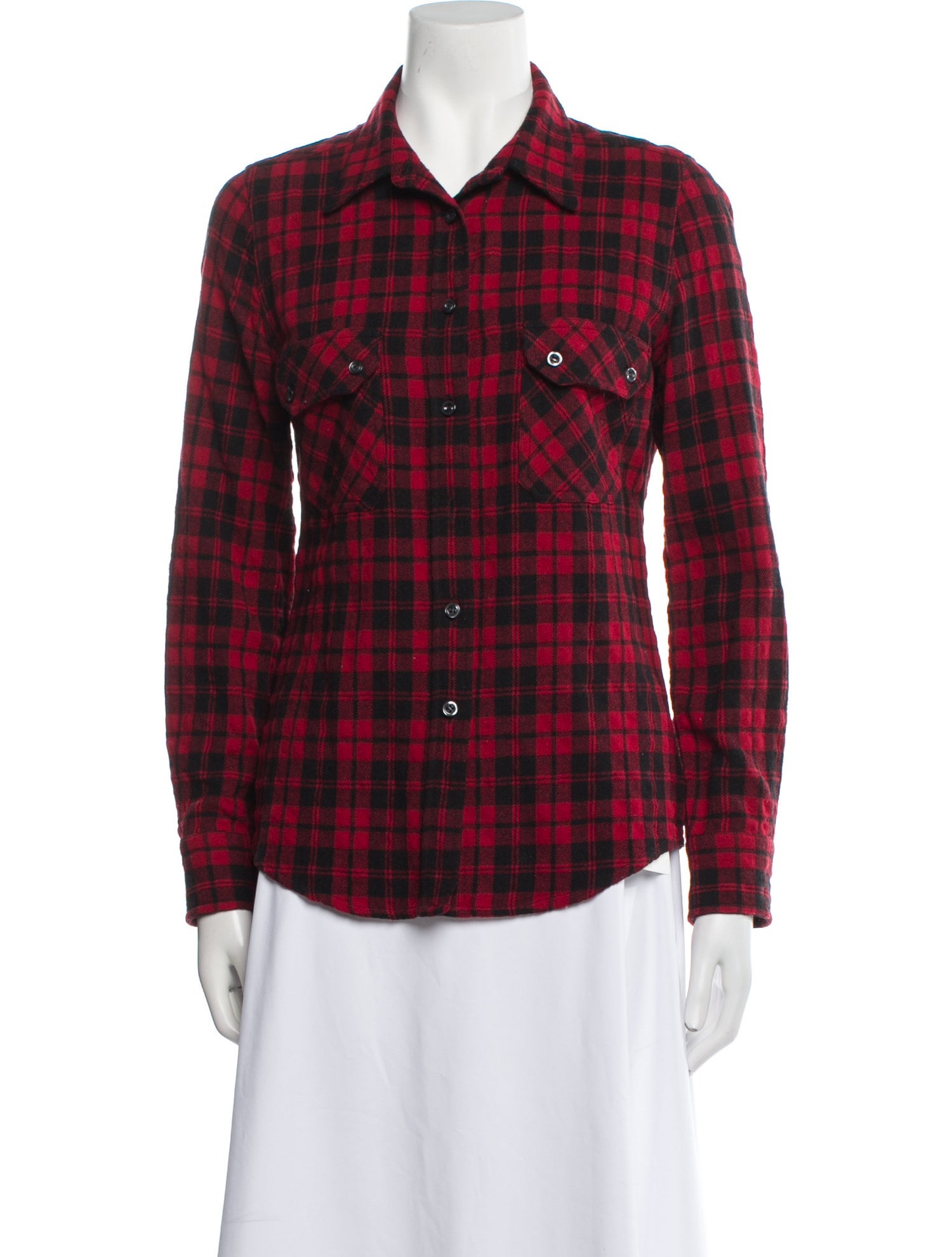 Étoile Isabel Marant Virgin Wool Plaid Print Button-Up Top
