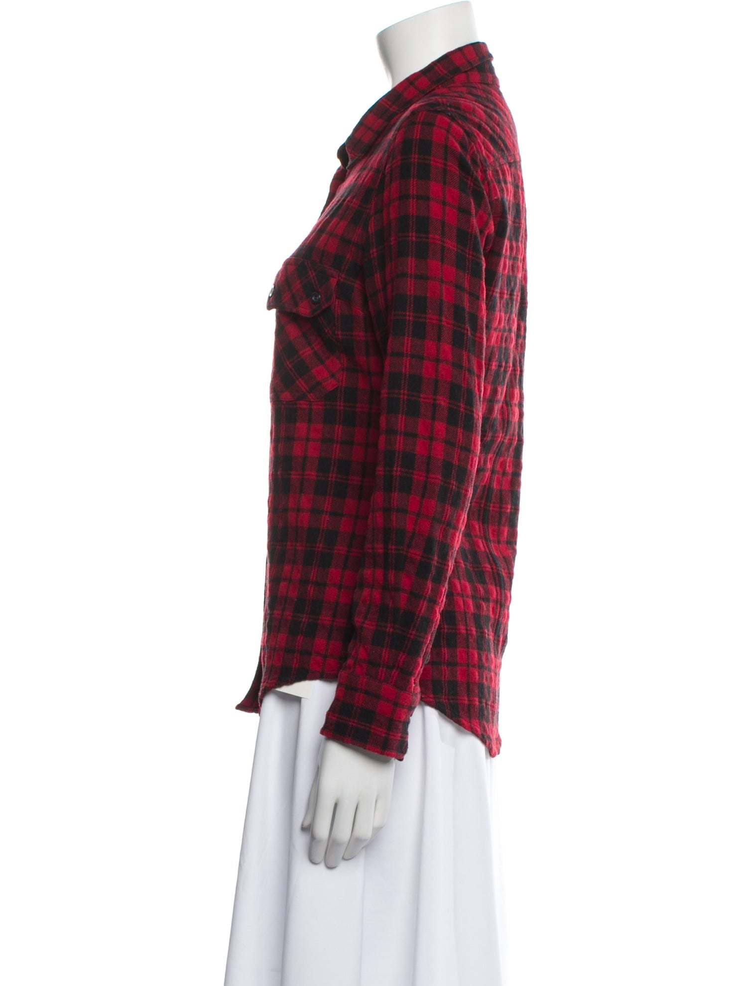 Étoile Isabel Marant Virgin Wool Plaid Print Button-Up Top