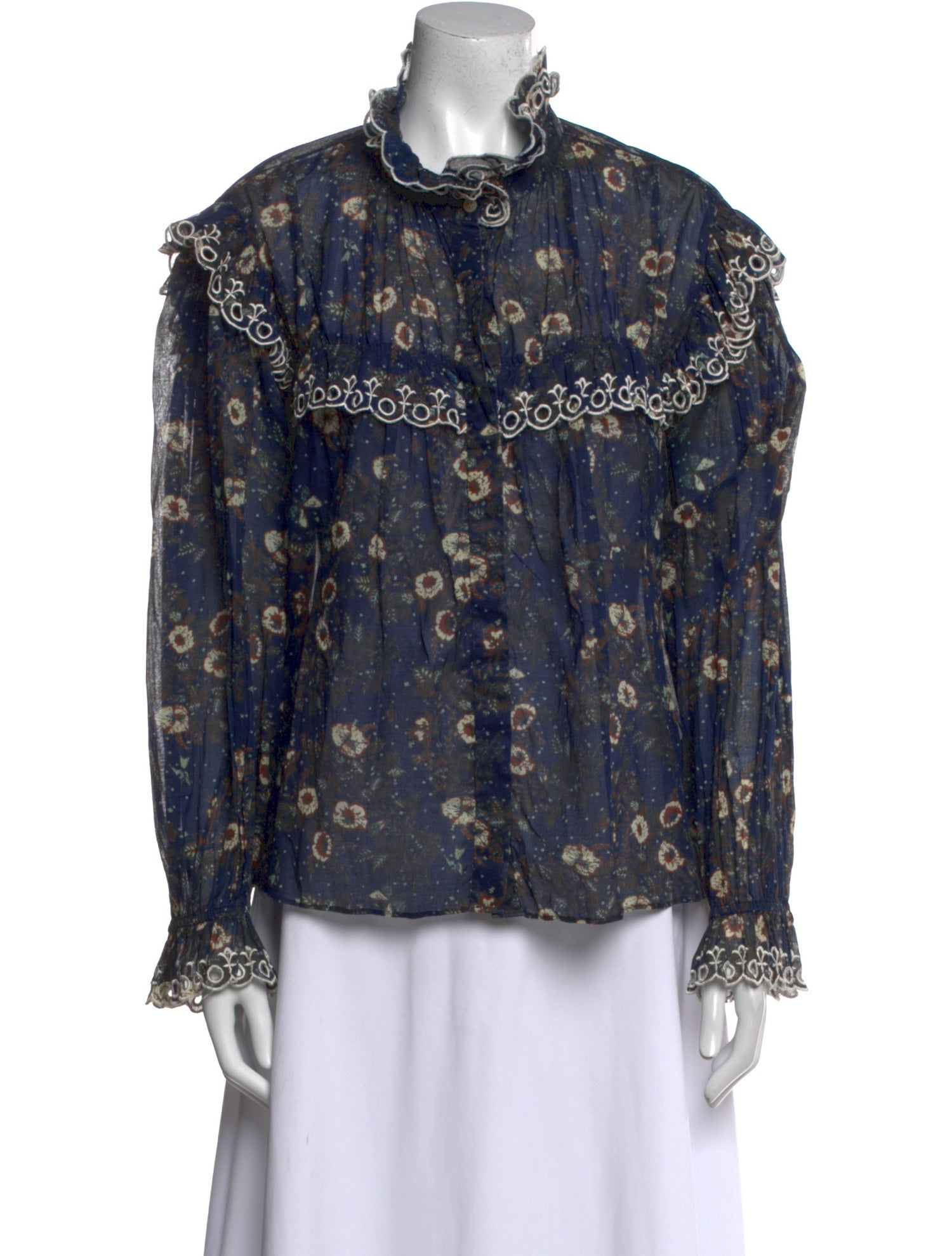 Étoile Isabel Marant Floral Print Mock Neck Blouse