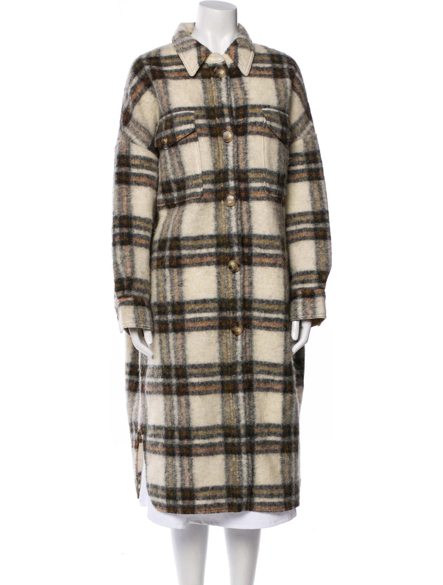 Étoile Isabel Marant Wool Plaid Print Trench Coat