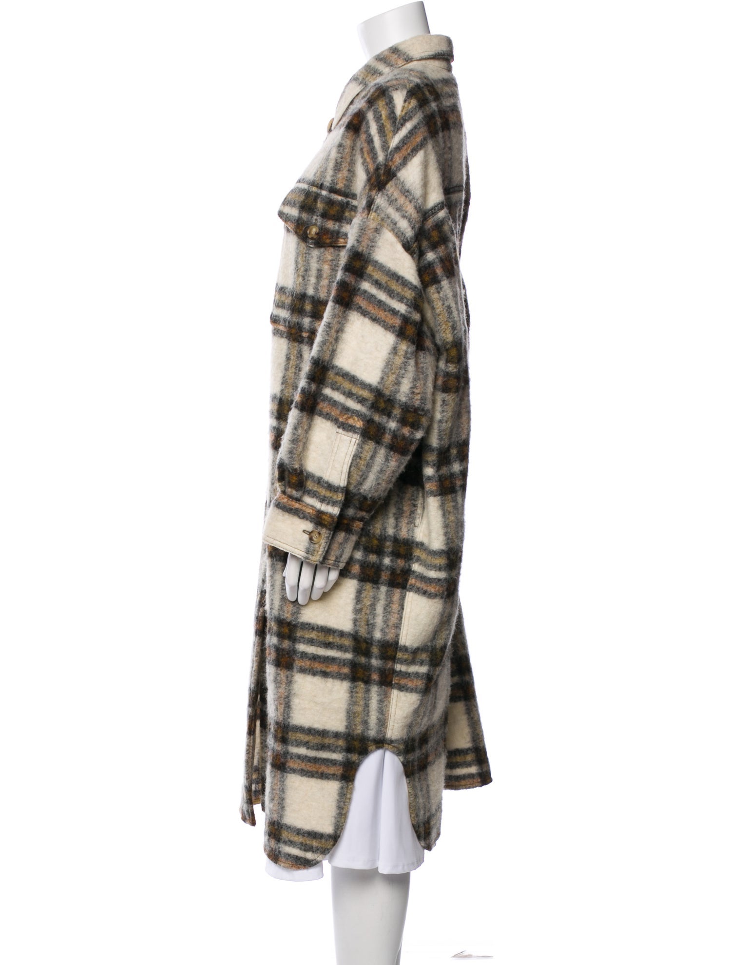 Étoile Isabel Marant Wool Plaid Print Trench Coat
