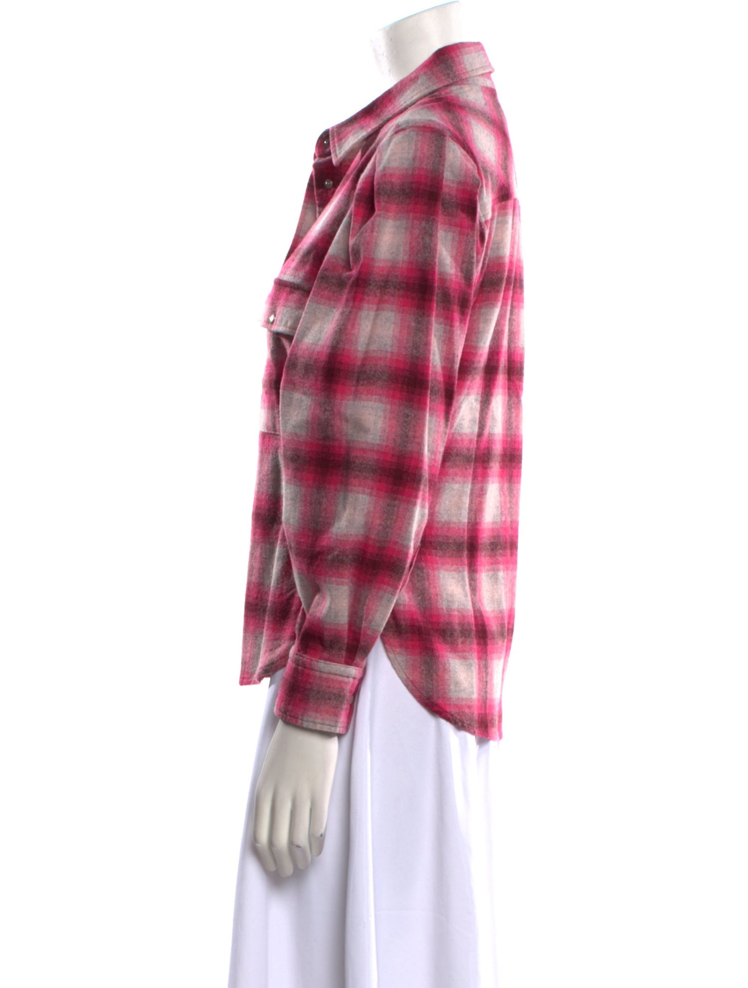 Étoile Isabel Marant Wool Plaid Print Button-Up Top
