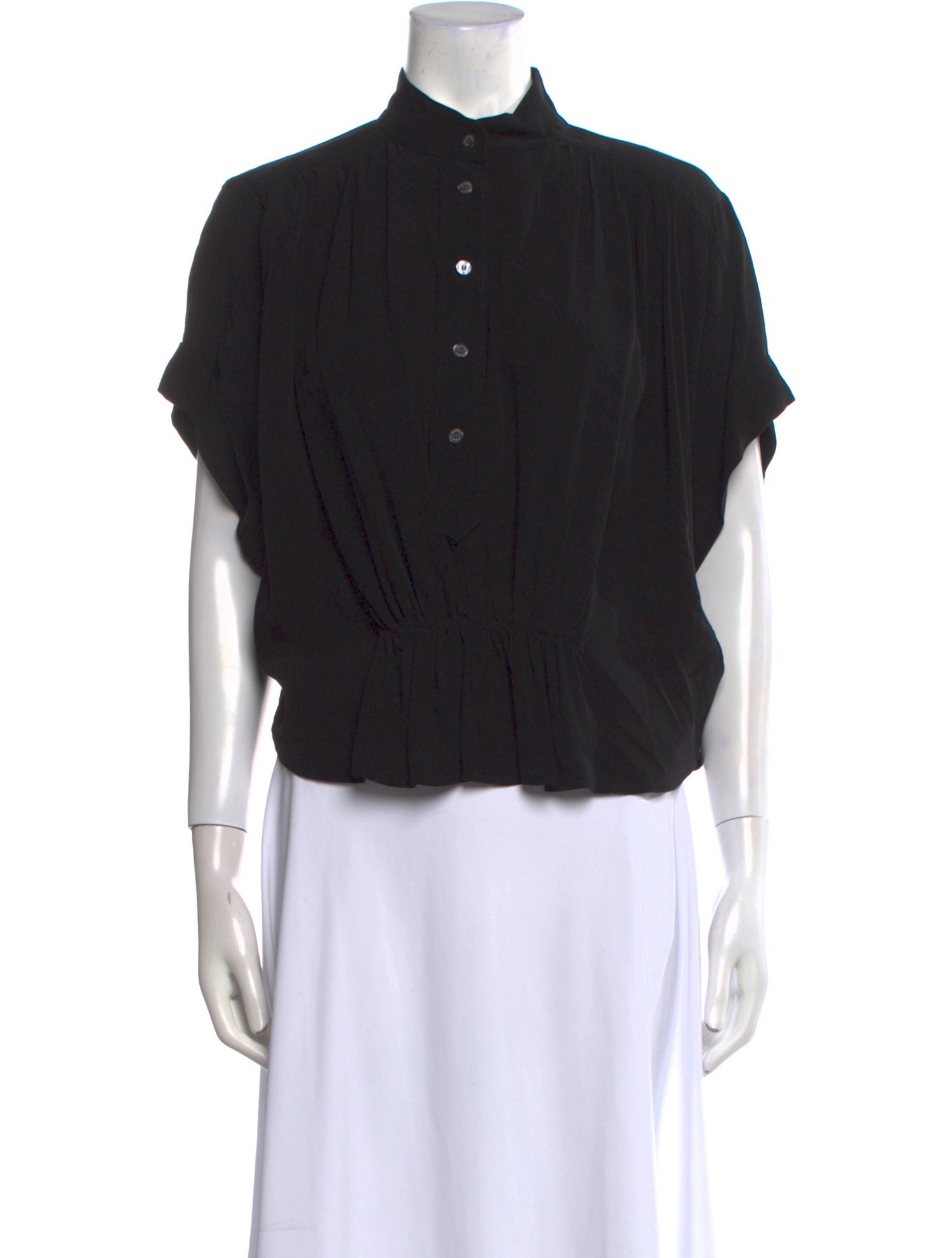 Étoile Isabel Marant Mock Neck Short Sleeve Button-Up Top