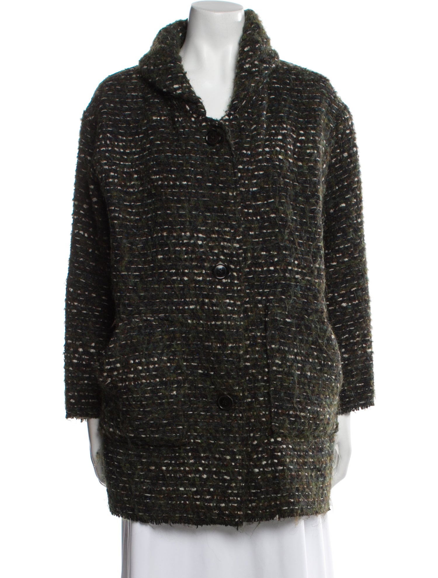 Étoile Isabel Marant Wool Tweed Pattern Faux Fur Coat