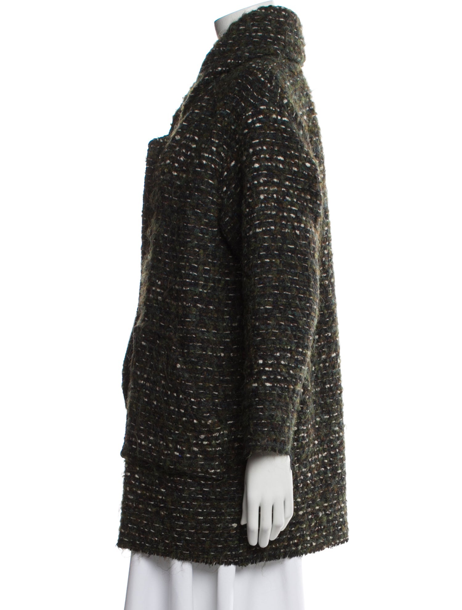 Étoile Isabel Marant Wool Tweed Pattern Faux Fur Coat