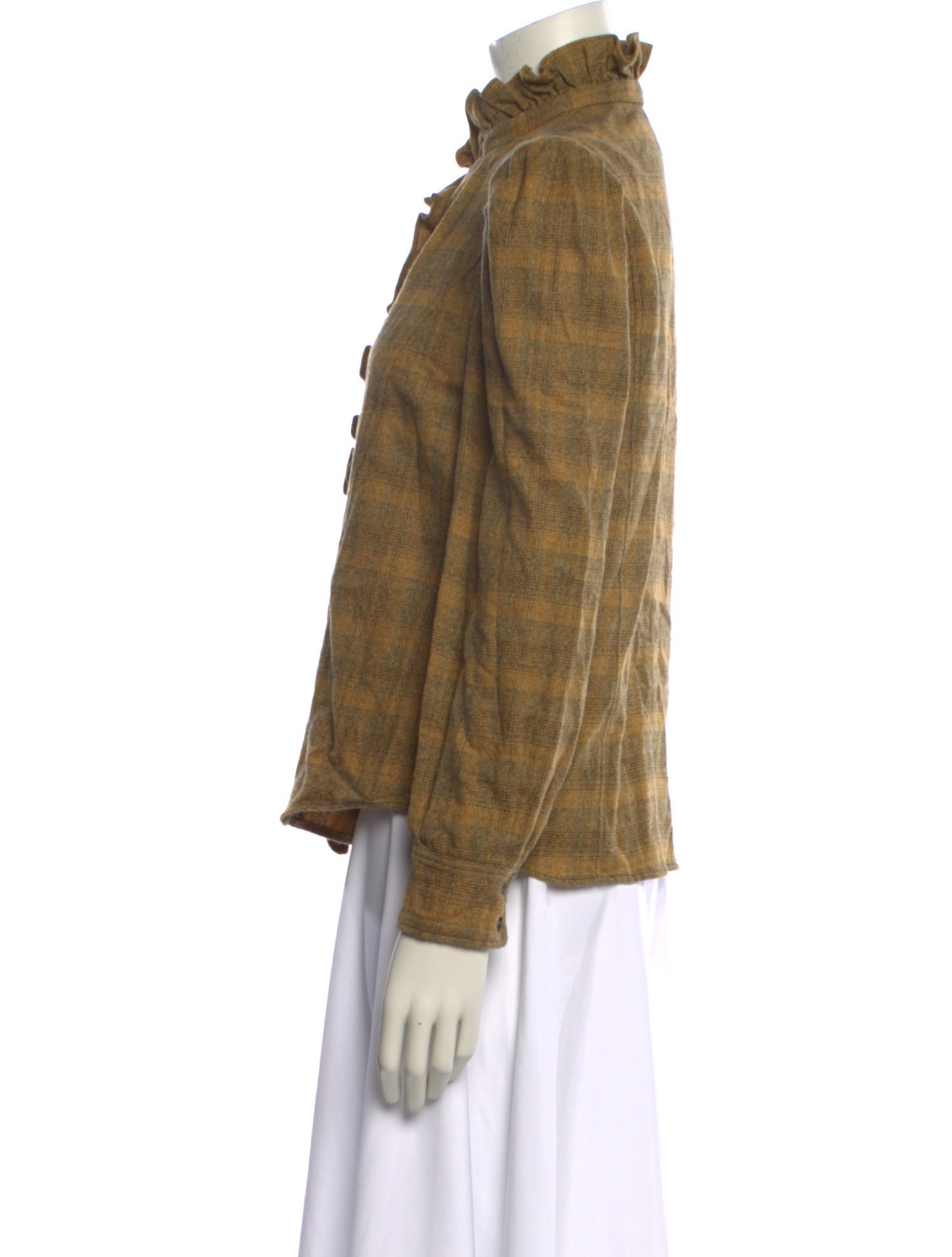 Étoile Isabel Marant Plaid Print Mock Neck Button-Up Top