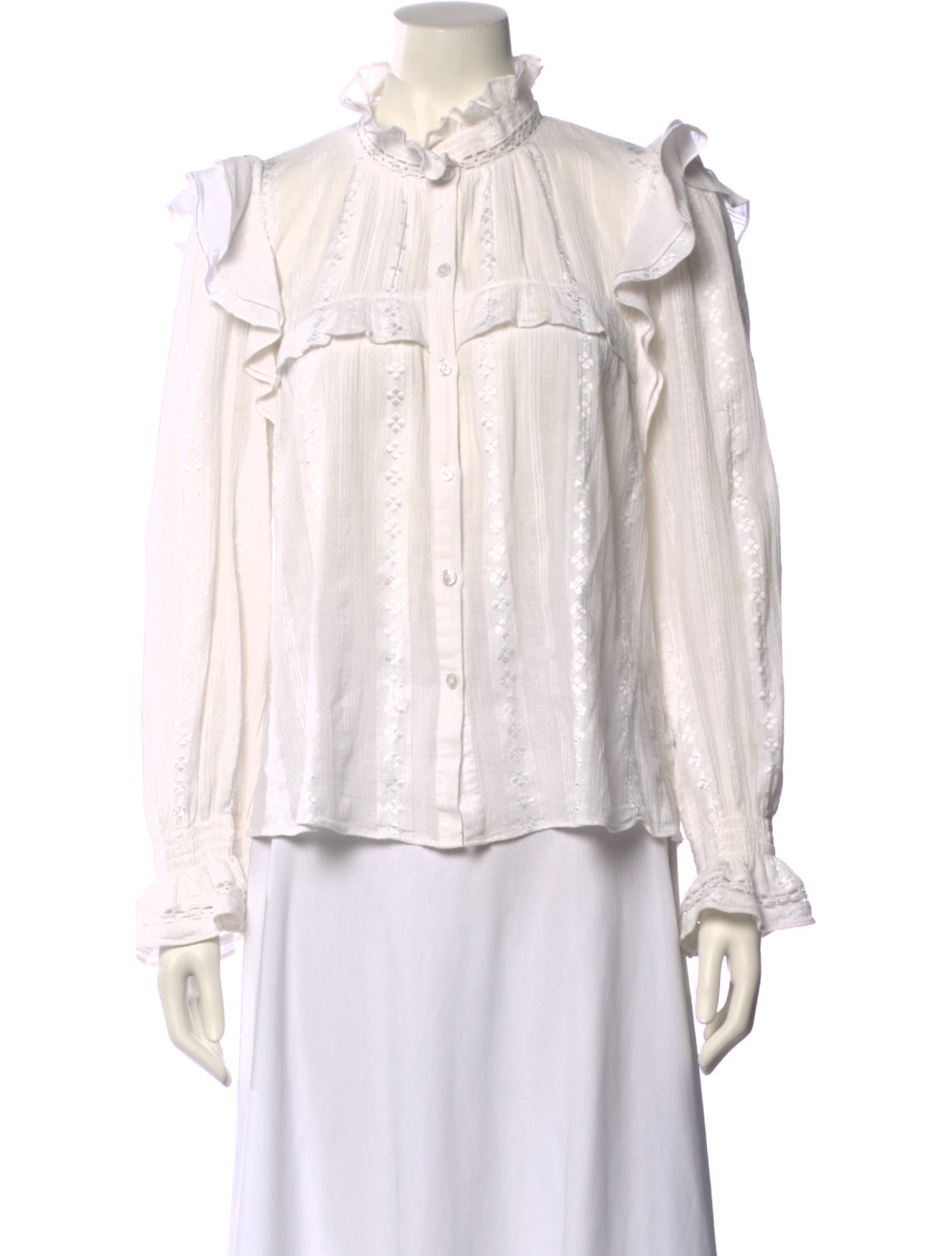 Étoile Isabel Marant Mock Neck Long Sleeve Button-Up Top