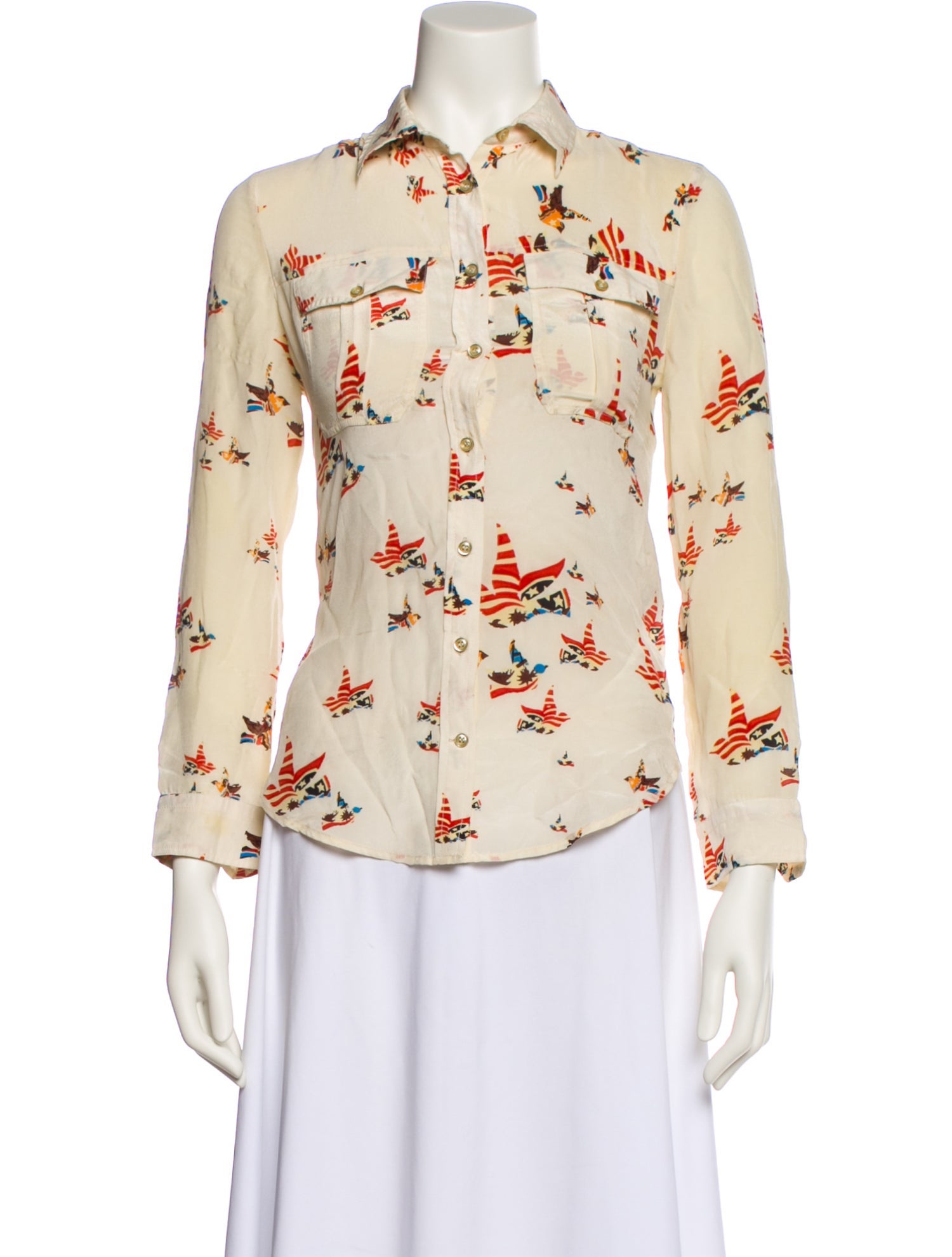 Étoile Isabel Marant Silk Floral Print Button-Up Top