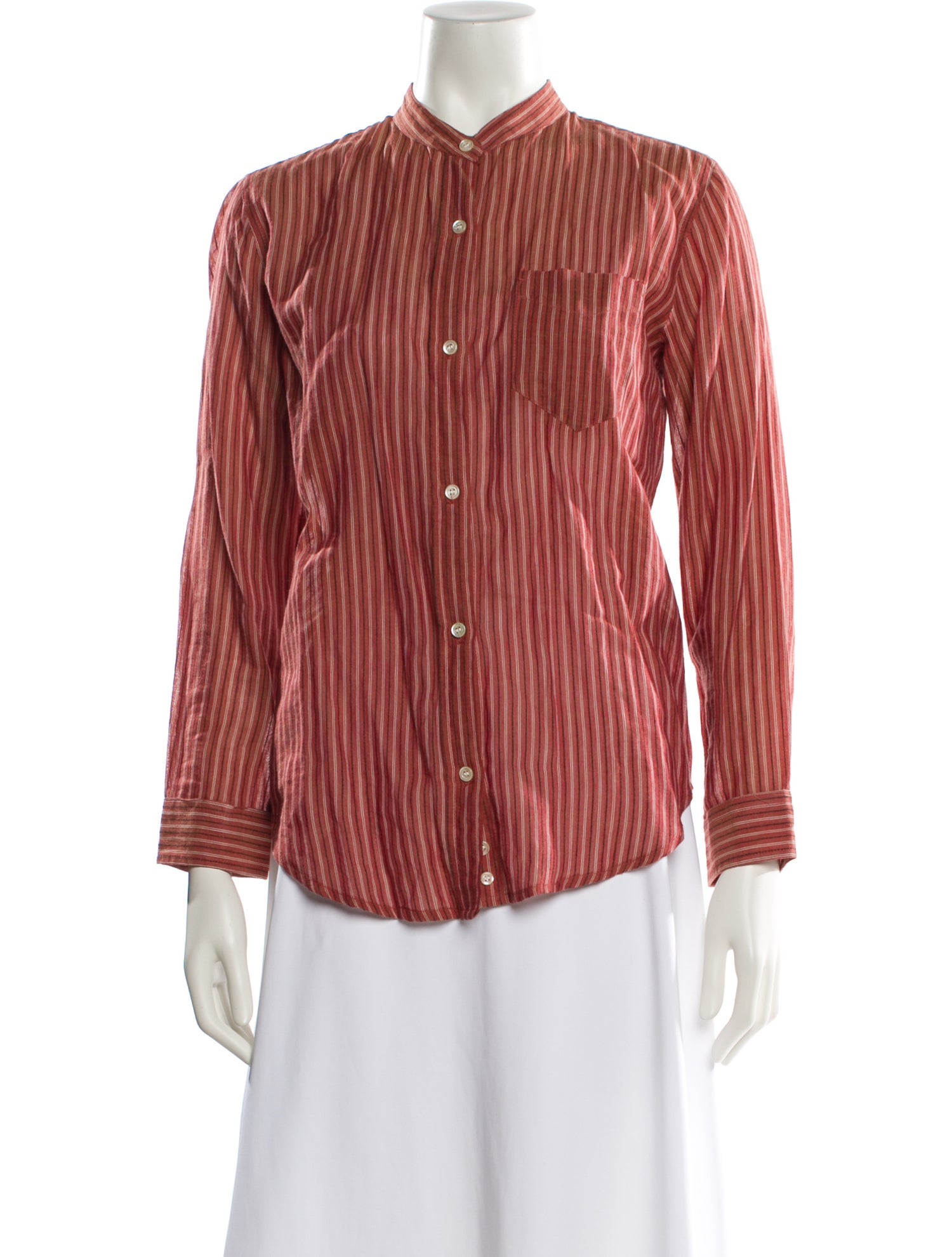 Étoile Isabel Marant Striped Three-Quarter Sleeve Button-Up Top