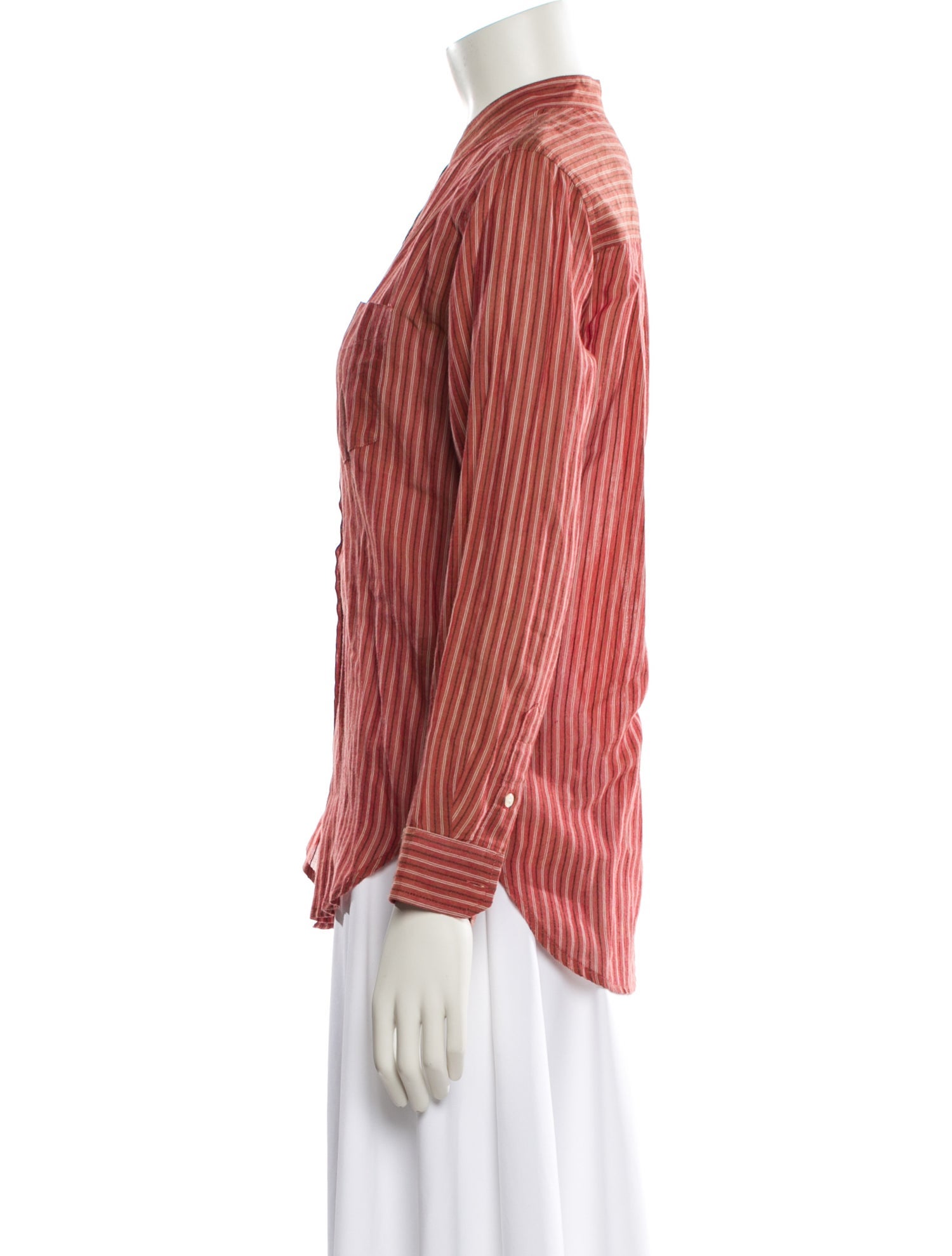 Étoile Isabel Marant Striped Three-Quarter Sleeve Button-Up Top