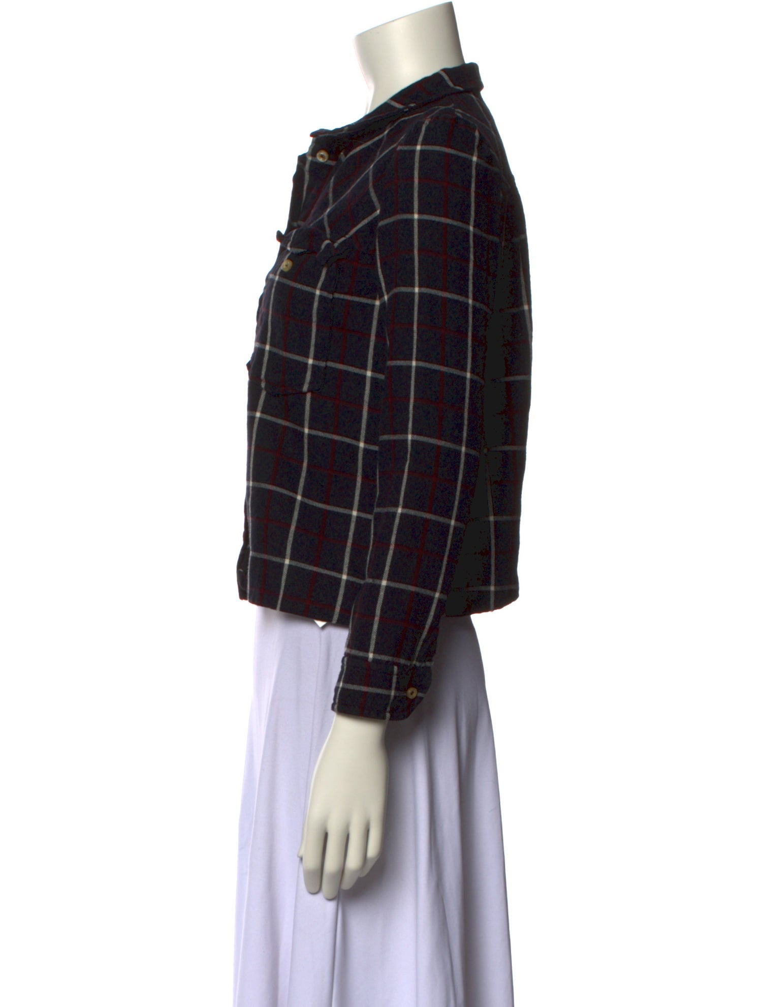 Étoile Isabel Marant Plaid Print Three-Quarter Sleeve Button-Up Top