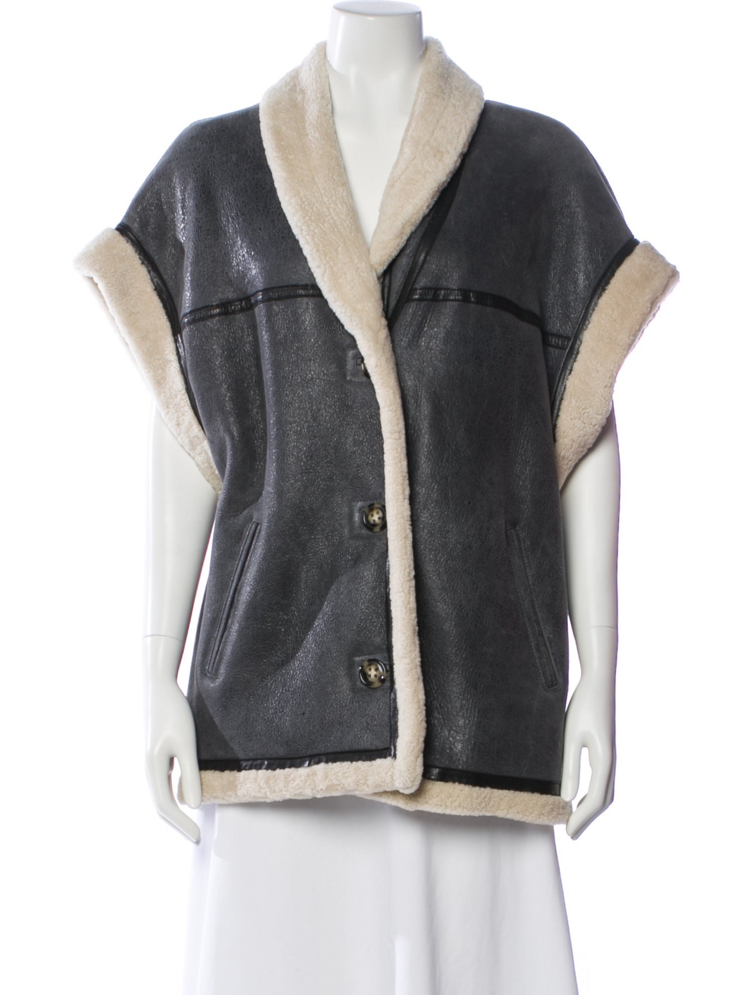 Étoile Isabel Marant Leather Colorblock Pattern Fur Jacket