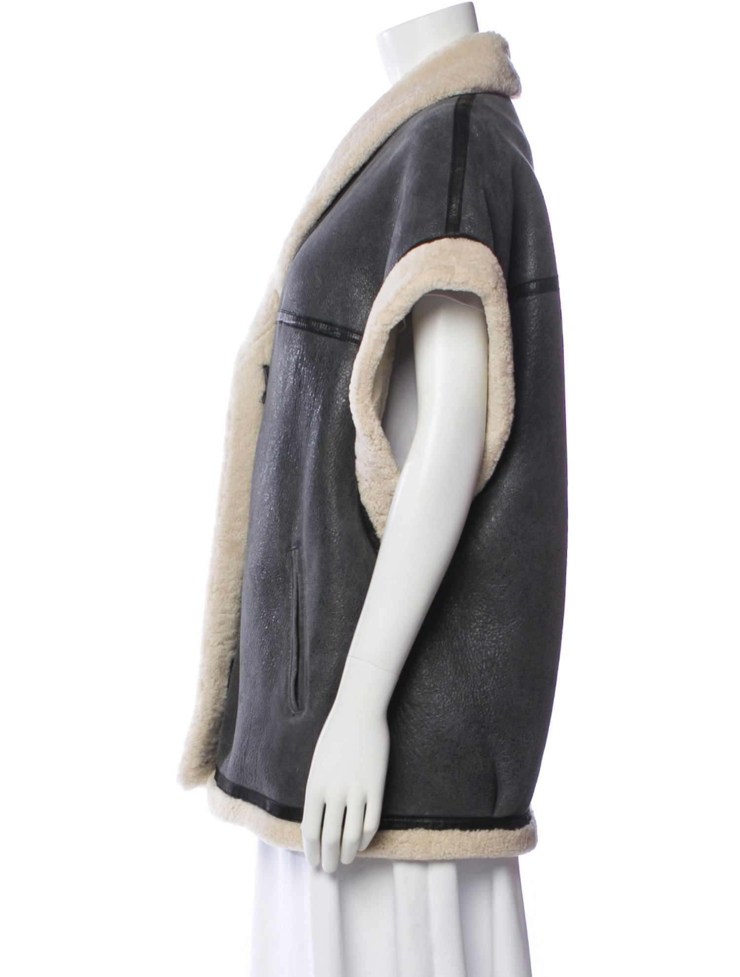 Étoile Isabel Marant Leather Colorblock Pattern Fur Jacket